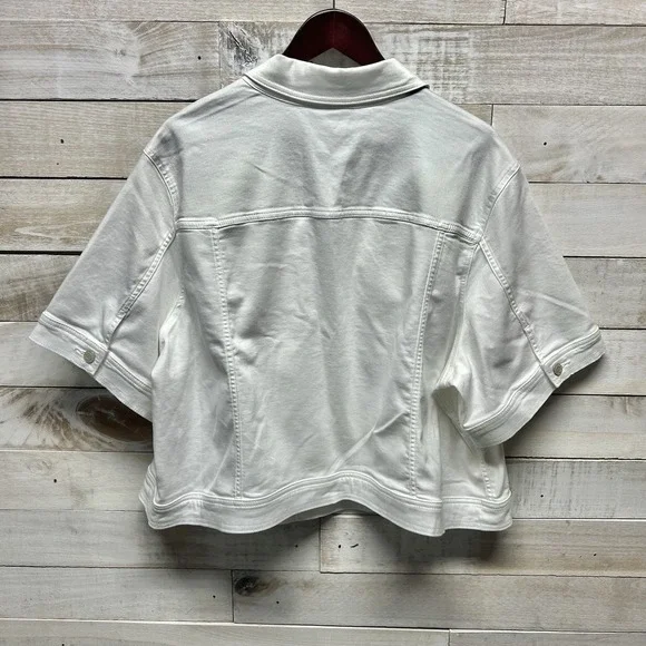 Talbots Denim Jean Jacket Womens 3X White Short Sleeve Button Down New NWT - Picture 7 of 13